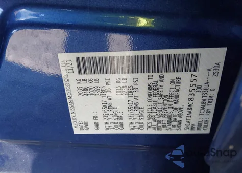 2021 Nissan Rogue S Fwd from USA, damaged, VIN 5N1AT3AA3MC835577